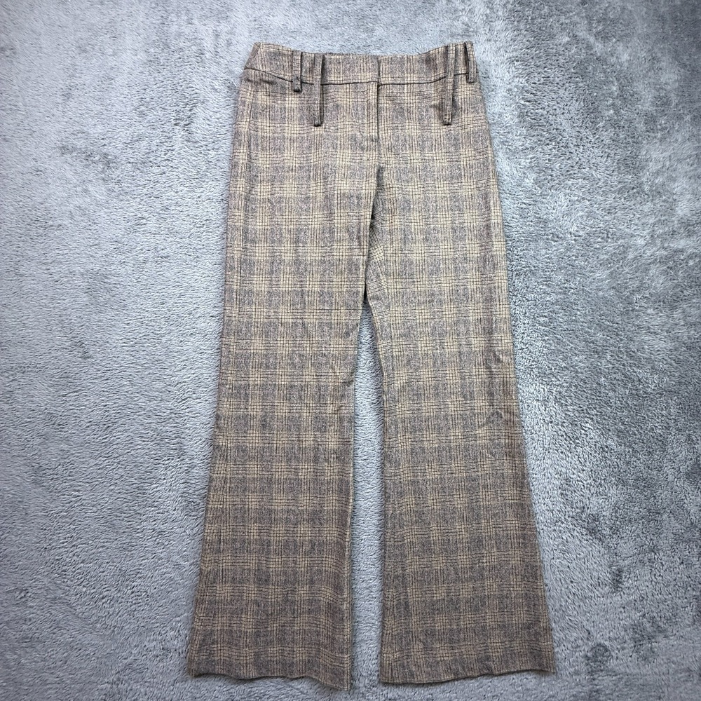 Patrizia Pepe Y2K Low Rise Flare Pants 40 US 4 Wool Glen Plaid Italy Brown